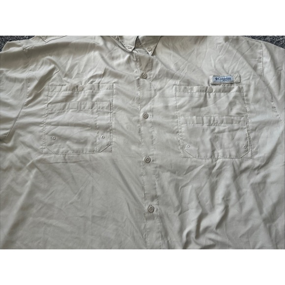 Columbia Shirt Mens Shirt 5XL PFG Short Sleeve Vented Button Up Khak Hiking Fish - Picture 7 of 16